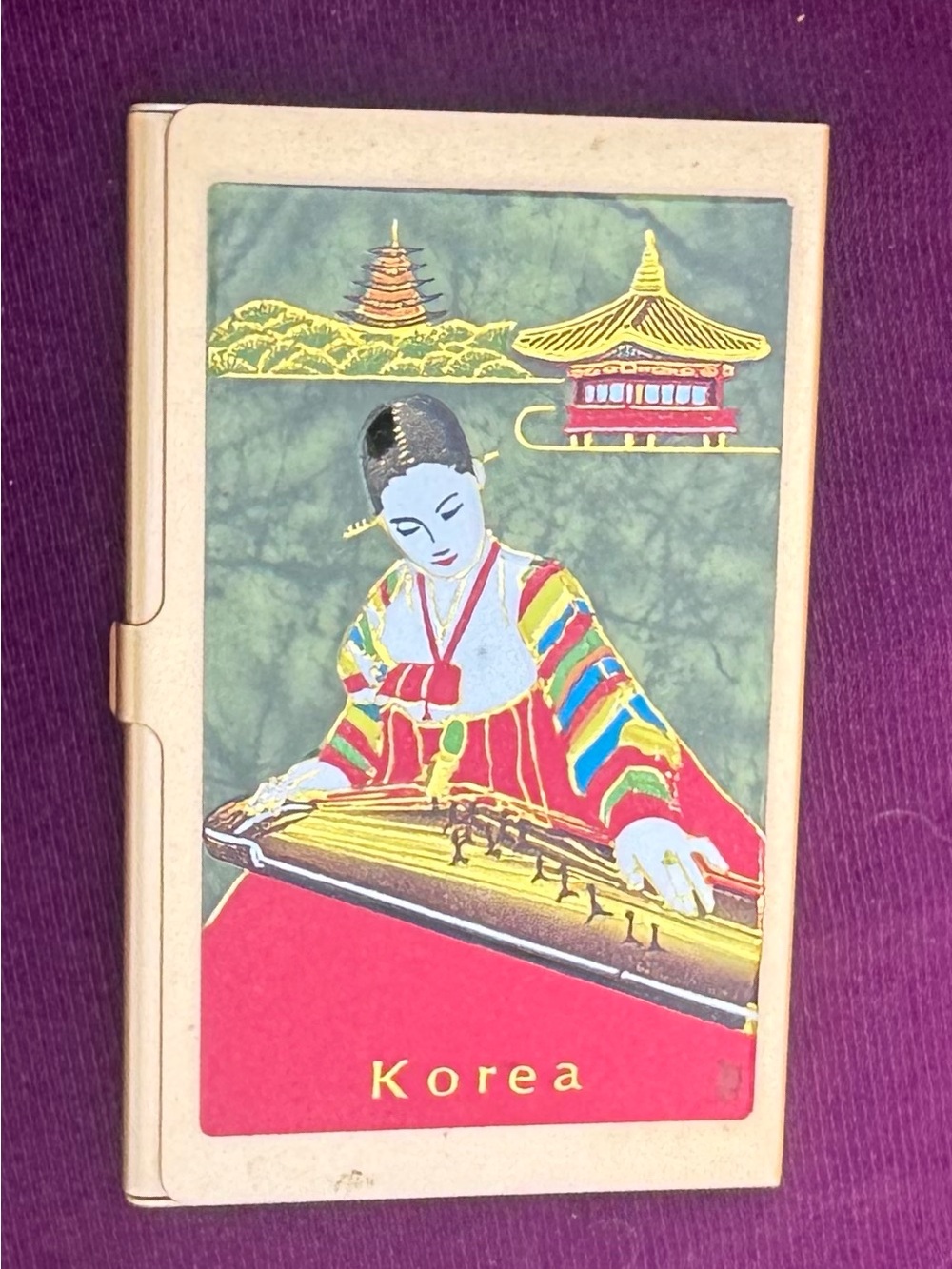 Vintage Korean pocket business card / credit card holder case. Illustration